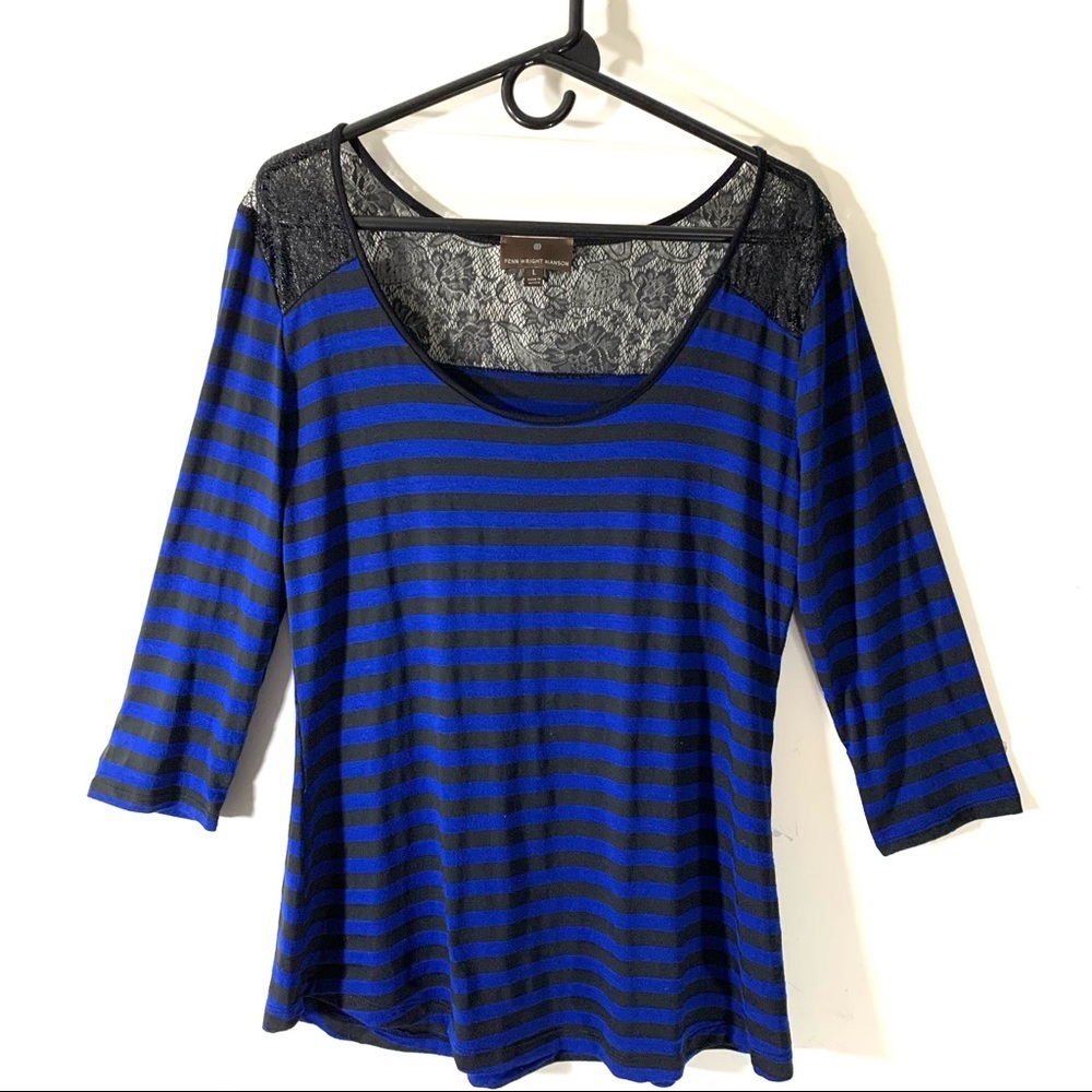2/$35 Fenn Wright Manson Striped Top Lace Shoulders